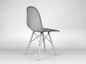 modern white plastic wooden chair 3D मॉडल