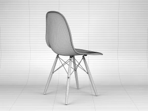 modern white plastic wooden chair 3D Model