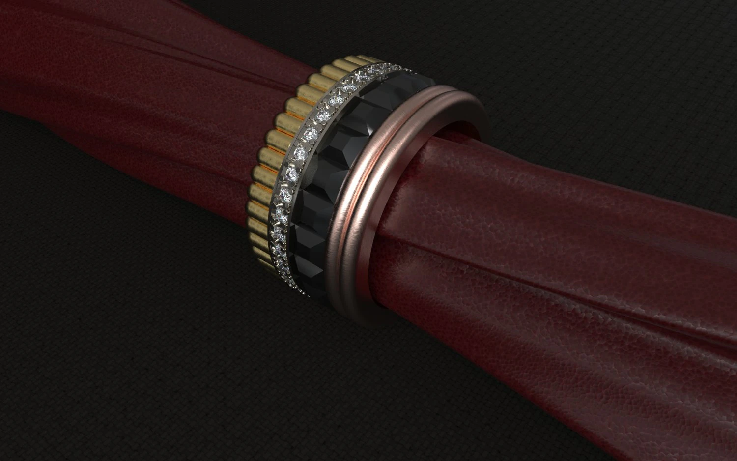 bucheron ring with diamonds 3D Print Model .c4d .max .obj .3ds .fbx .stl .blend 