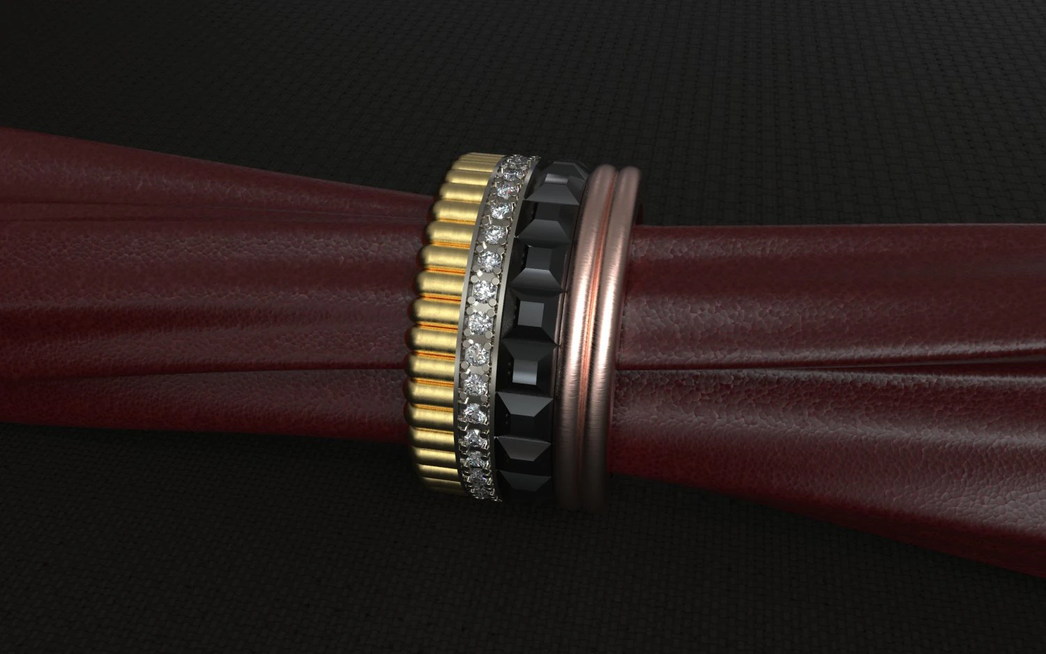 bucheron ring with diamonds 3D Print Model .c4d .max .obj .3ds .fbx .stl .blend 