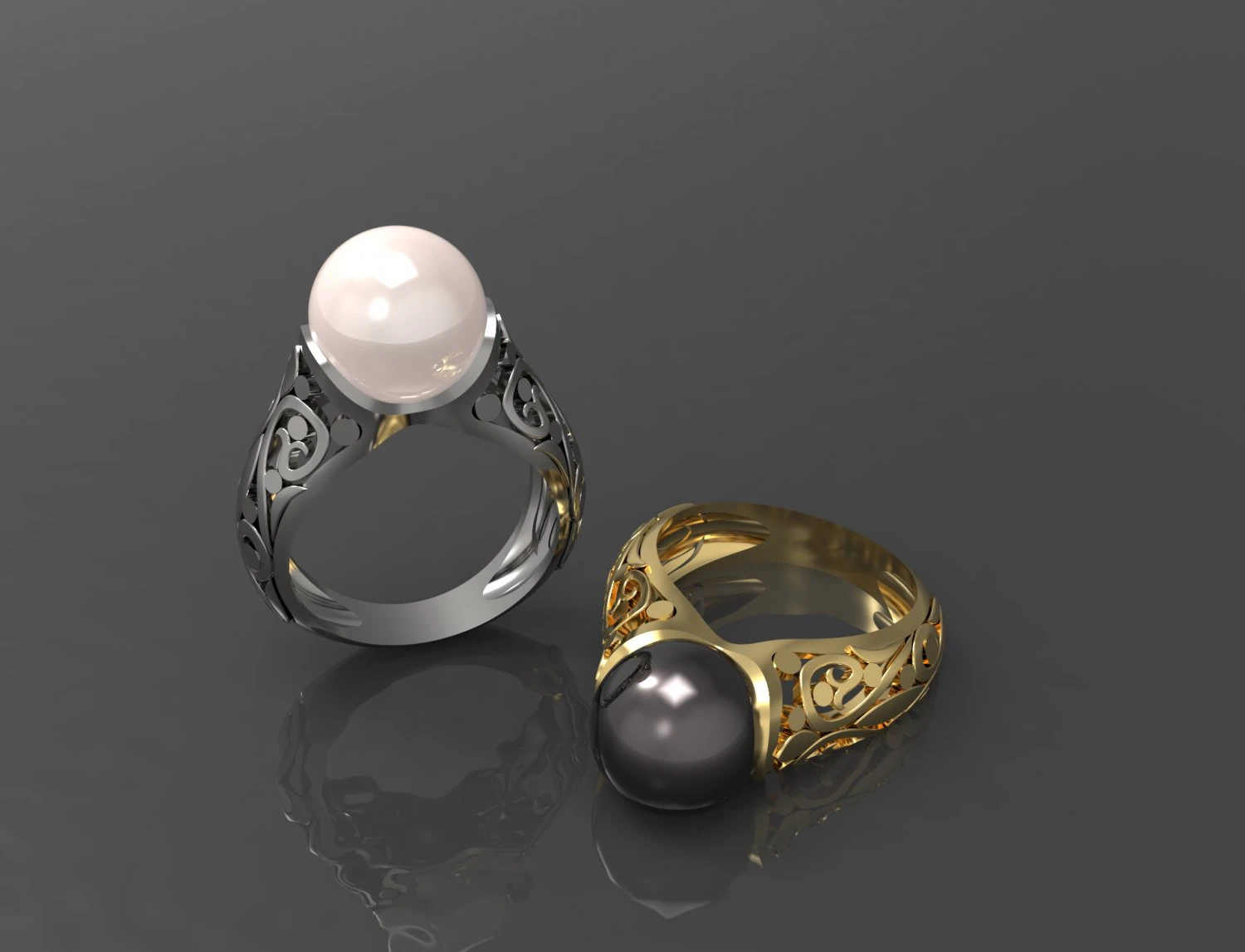 ring with big pearl 3D Print Model .c4d .max .obj .3ds .fbx .stl .blend