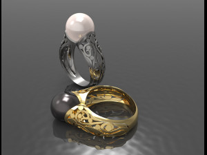 ring with big pearl 3D 打印模型