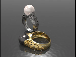 ring with big pearl 3D Print Model