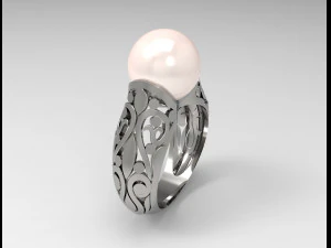 ring with big pearl 3D Print Model