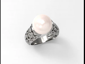 ring with big pearl 3D Print Model