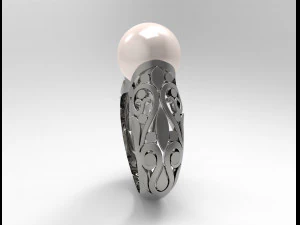 ring with big pearl 3D Print Model