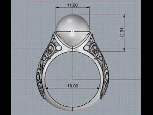ring with big pearl 3D Print Model