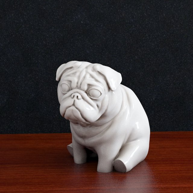 Pug dog 1 3Dプリントモデル .c4d .max .obj .3ds .fbx .stl .blend