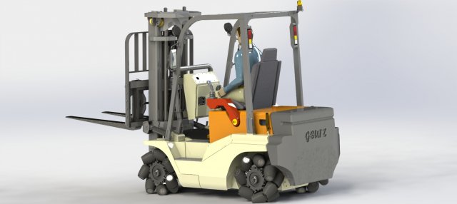 universal wheel multi-function forklift complete model Modelo 3D .c4d .max .obj .3ds .fbx .stl .blend 