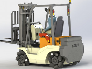 universal wheel multi-function forklift complete model Modello 3D