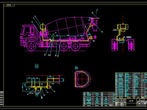 9 cubic concrete mixer truck complete drawing 3D Model