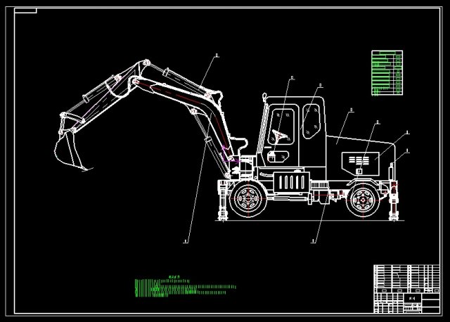 wyl5 hydraulic tire excavator complete drawing Modelo 3D .c4d .max .obj .3ds .fbx .stl .blend 