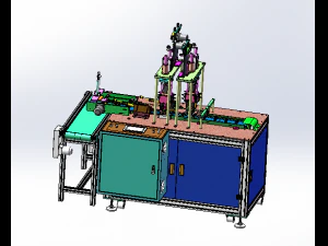 एक-से-दो स्वचालित मास्क उत्पादन लाइन की पूरी ड्राइंग 3D मॉडल