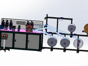 एक-से-दो स्वचालित मास्क उत्पादन लाइन की पूरी ड्राइंग 3D मॉडल