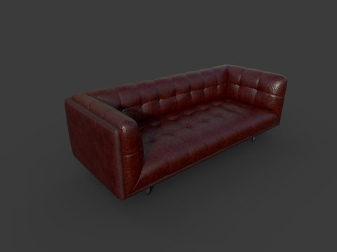 Низкополигональный кожаный диван 3D Модель