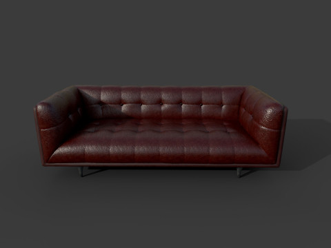 Низкополигональный кожаный диван 3D Модель