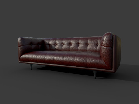 Низкополигональный кожаный диван 3D Модель