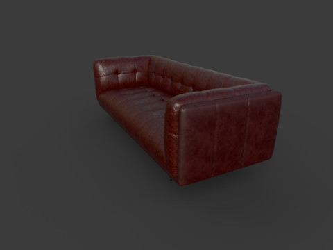 Низкополигональный кожаный диван 3D Модель