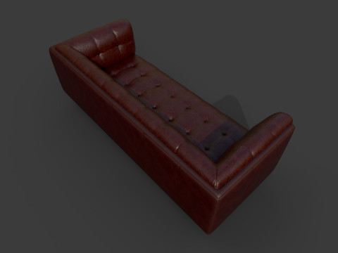 Низкополигональный кожаный диван 3D Модель