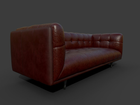 Низкополигональный кожаный диван 3D Модель