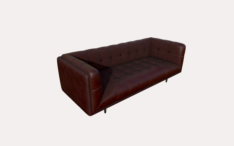 Низкополигональный кожаный диван 3D Модель .c4d .max .obj .3ds .fbx .stl .blend