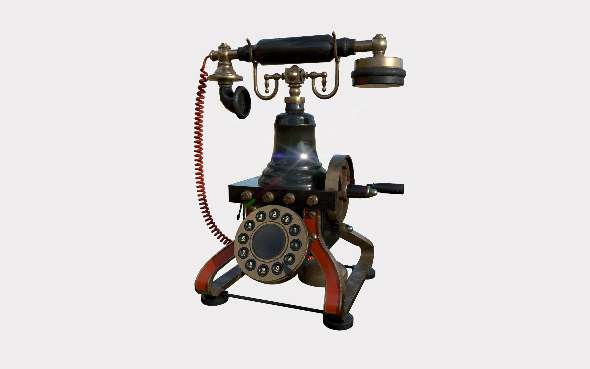 Antique Phone 3D Model .c4d .max .obj .3ds .fbx .stl .blend 
