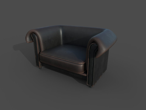 真皮沙发2c 3D 模型
