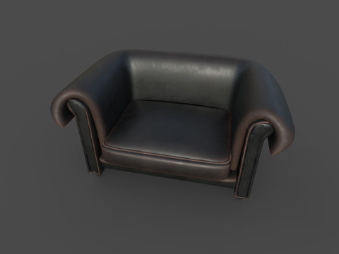 真皮沙发2c 3D 模型