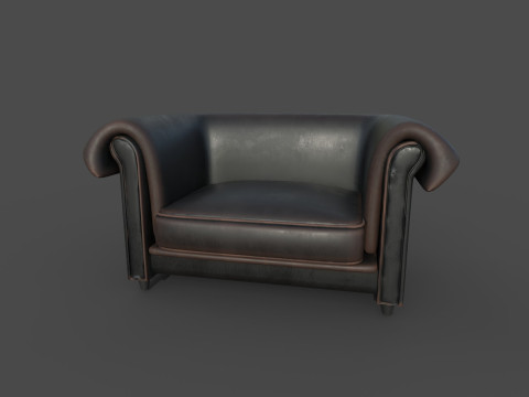 真皮沙发2c 3D 模型