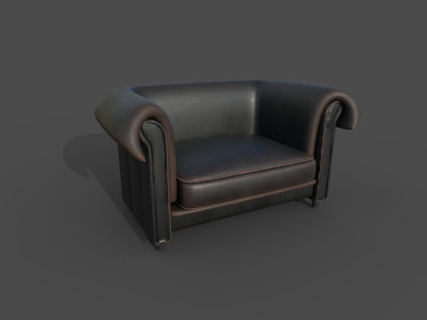 真皮沙发2c 3D 模型