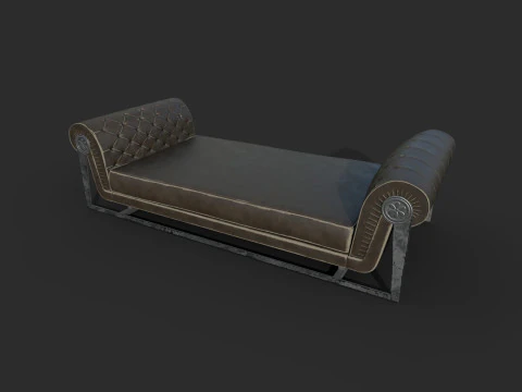Old Leather Sofa 3D Model