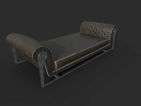 Old Leather Sofa 3D Model