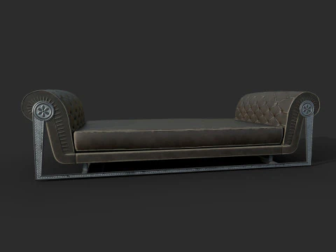 Old Leather Sofa 3D Model