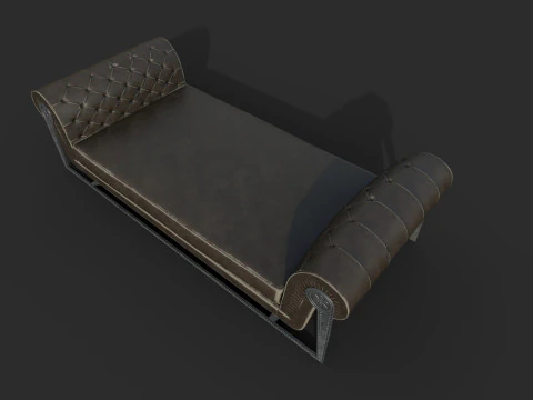 Old Leather Sofa 3D Model