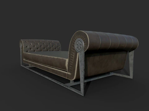 Old Leather Sofa 3D Model