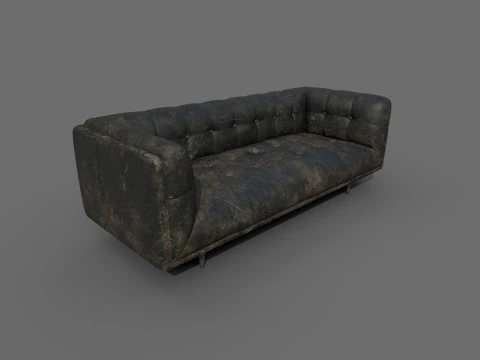 Lowpoly Leather Sofa 3D Model