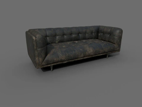 Lowpoly Leather Sofa 3D Model