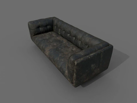 Lowpoly Leather Sofa 3D Model