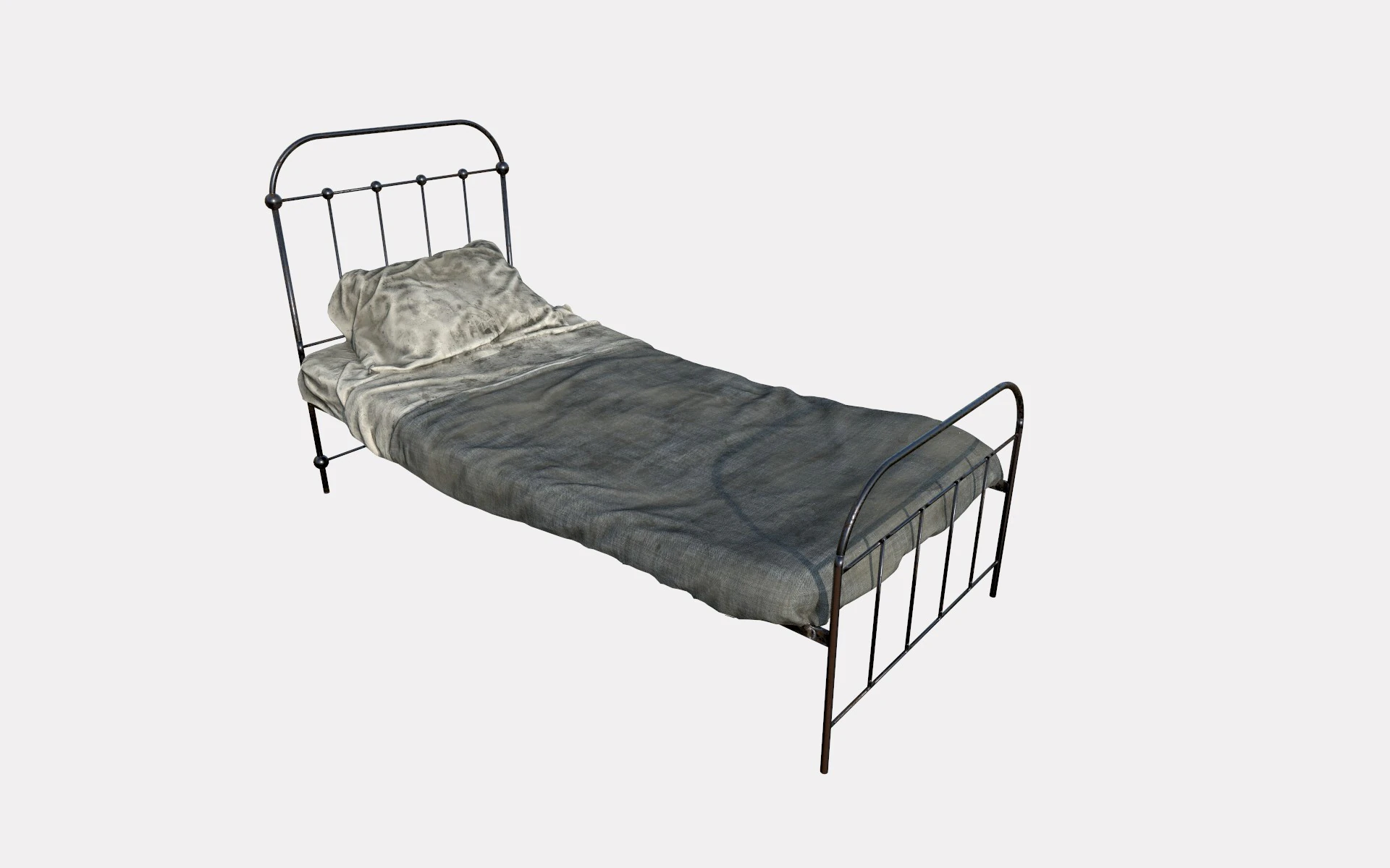 Dirty Single Bed 3D Model .c4d .max .obj .3ds .fbx .stl .blend