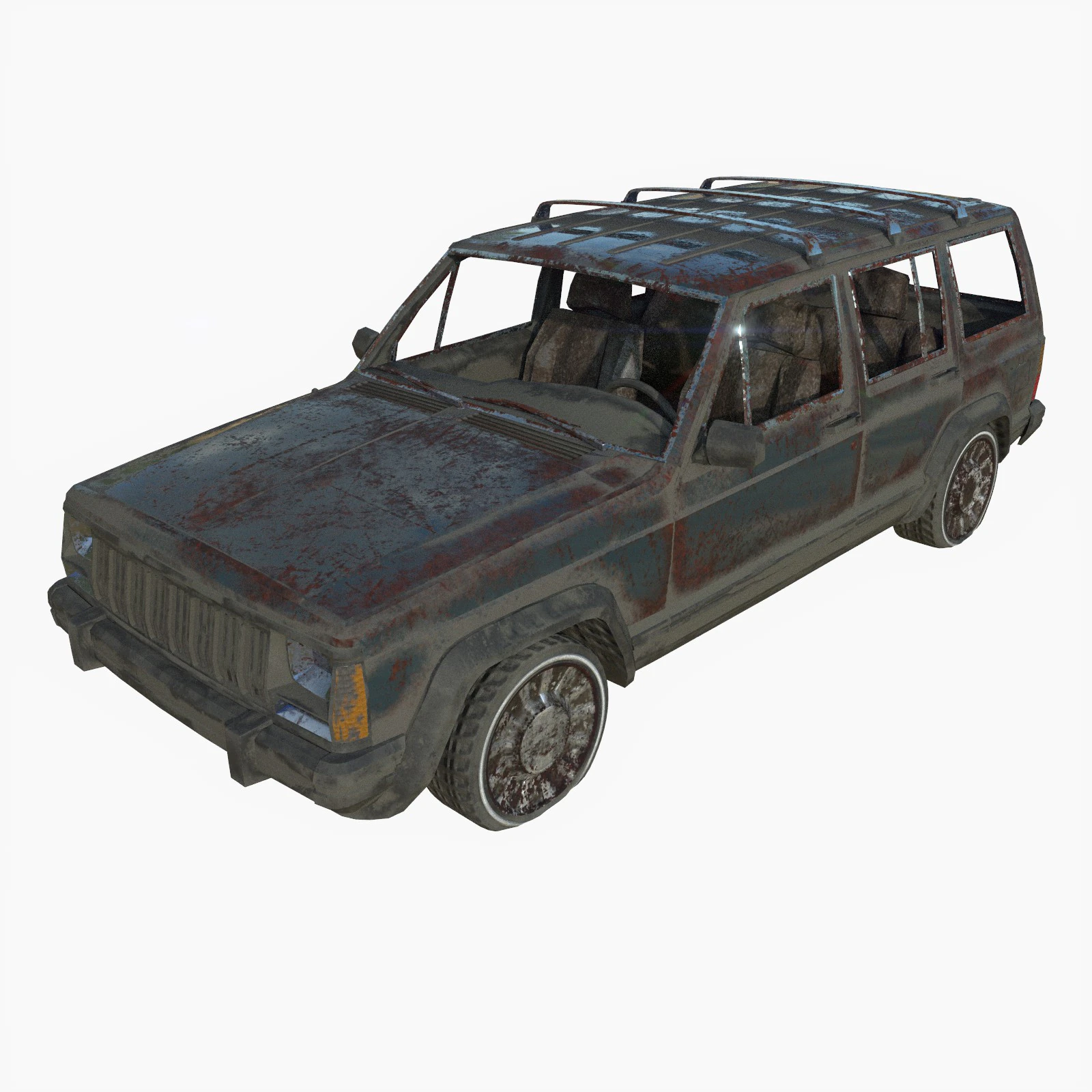 Abandoned jeep 01 3D Model .c4d .max .obj .3ds .fbx .stl .blend 