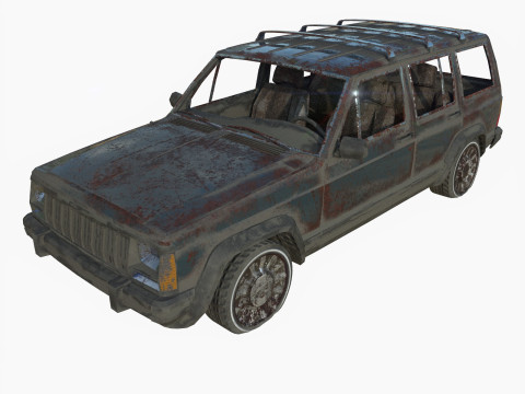 Заброшенный джип 01 3D Модель