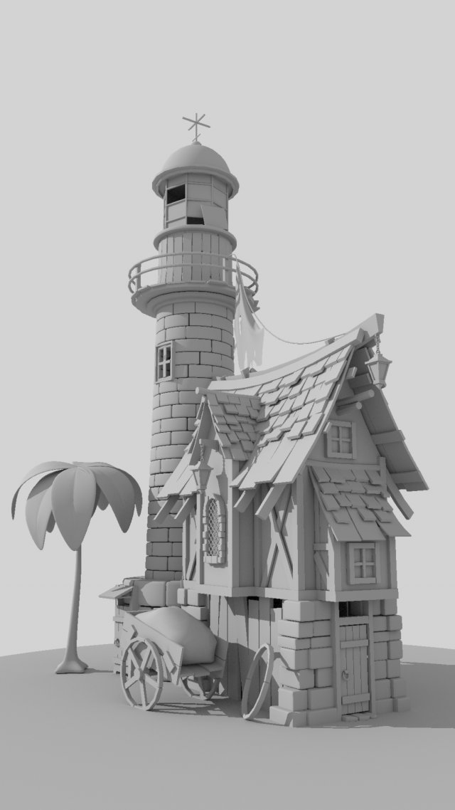 lghthouse 3D Модель .c4d .max .obj .3ds .fbx .stl .blend 