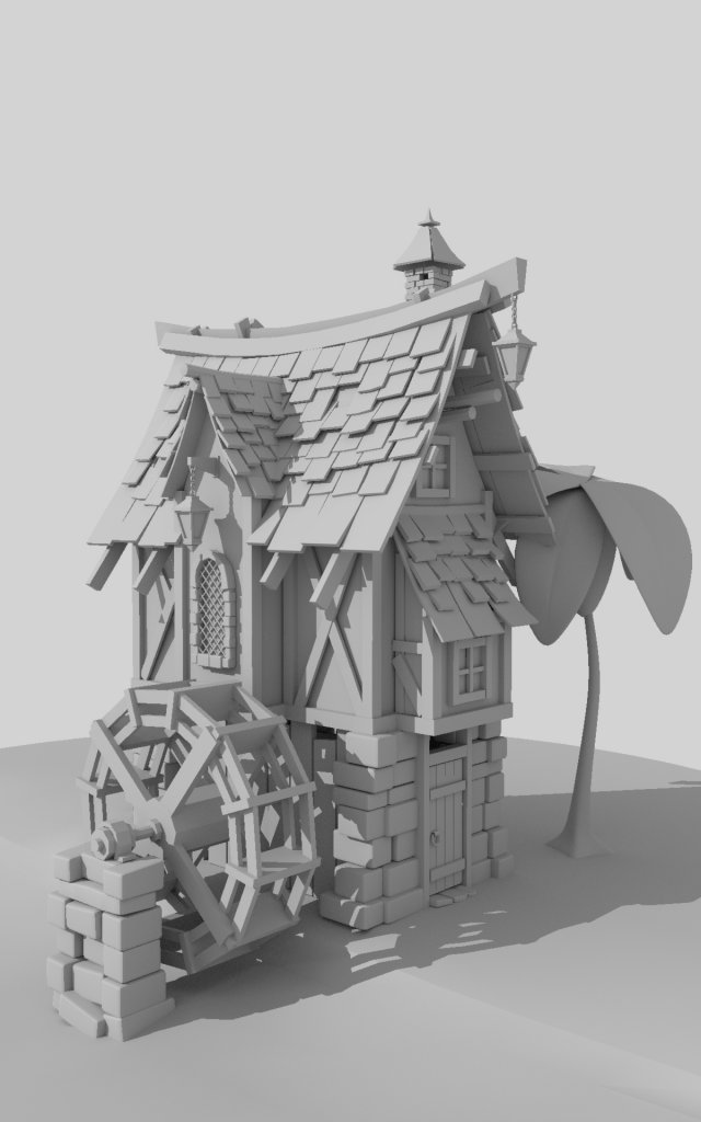 water mill Modelo 3D .c4d .max .obj .3ds .fbx .stl .blend 