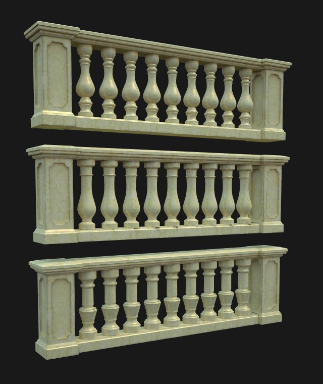 balustrade 3D Model .c4d .max .obj .3ds .fbx .stl .blend 