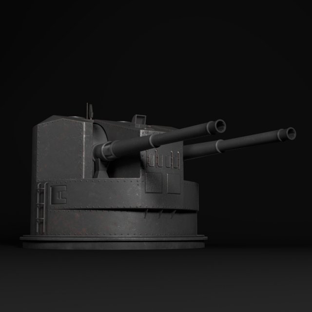 warship turret Modelo 3D .c4d .max .obj .3ds .fbx .stl .blend 