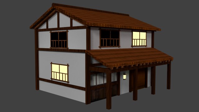 japanese country house 3D Model .c4d .max .obj .3ds .fbx .stl .blend 