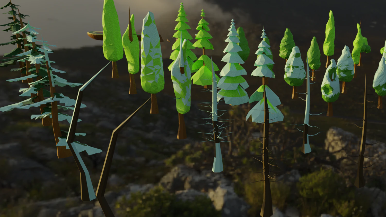low poly style trees 3D Model .c4d .max .obj .3ds .fbx .stl .blend 