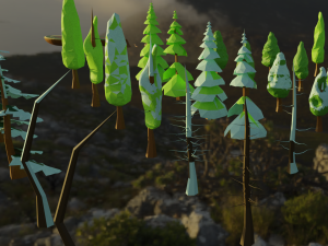 low poly style trees 3D Model
