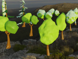 low poly style trees 3D Model