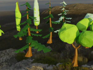 low poly style trees 3D Model